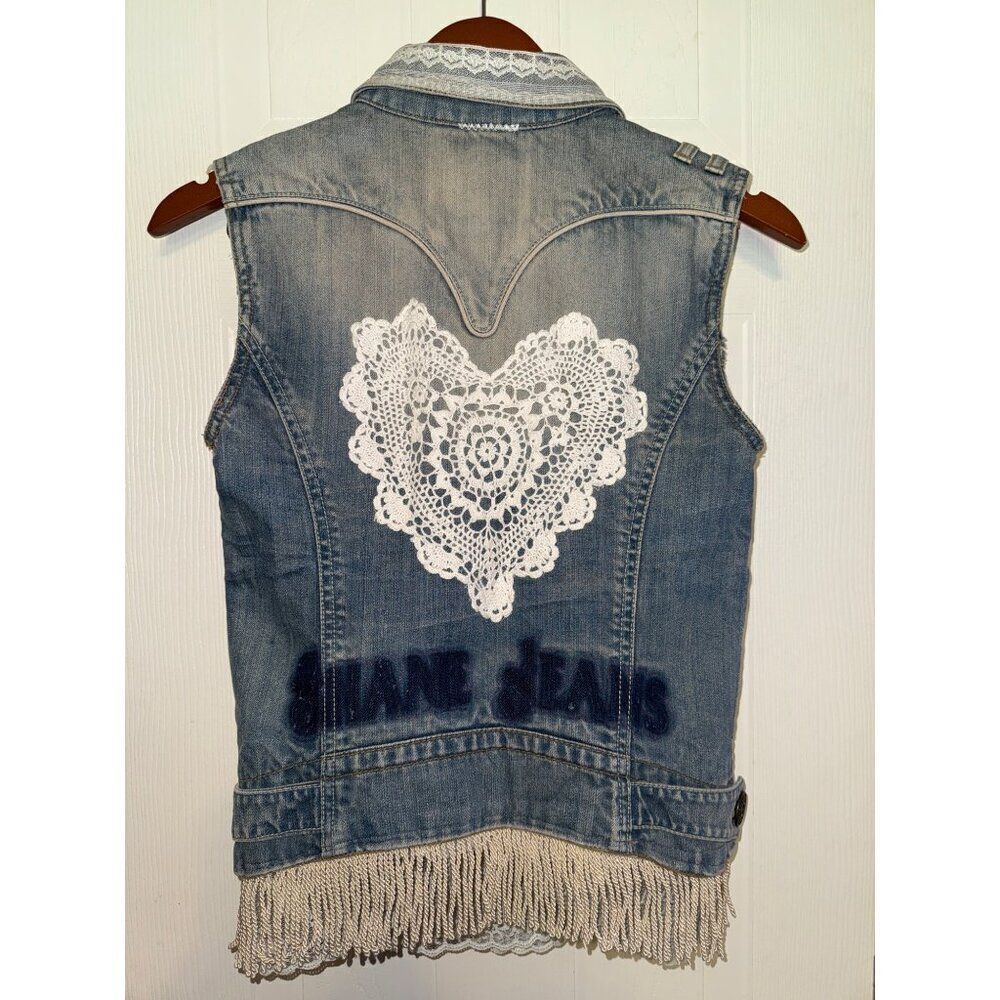 Shane Jeans Denim Embellished Vest Size Small‎ - Picture 16 of 16